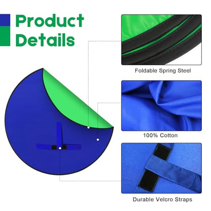 Portable Blue Green Screen Chair, 57 in Greenscreen Backdrop with Stand Double Sided Foldable Green Background, Chroma Key, for Photography Streaming Gaming Photo Zoom Video Chats and Meeting - color: Green/Blue Screen