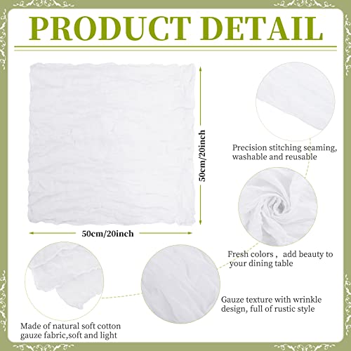Gauze Cheesecloth Napkins Set of 96, 20 x 20 Inch White Wrinkled Rustic Boho Dinner Napkins for Wedding,Dinner,Family Everyday Use/Parties - color: White, size: 20" x 20" (Set of 96)