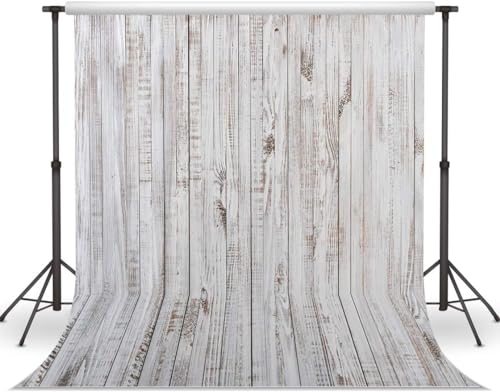 Wood Backdrop for Photoshoot - Vintage Wooden Picture Photography Background - White Gray Retro Rustic for Kids Adult Photo Booth Video Vinyl Studio Props 10x10ft - size: 10x10ft