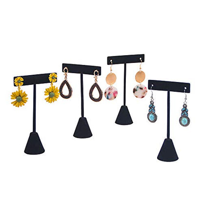 Coward 4Pcs/Set T-Shape Earring Stand, Stud Hoop Earring Display Holder Jewelry Organizer (4.5" H) - color: Black 4.5"H (4pcs)