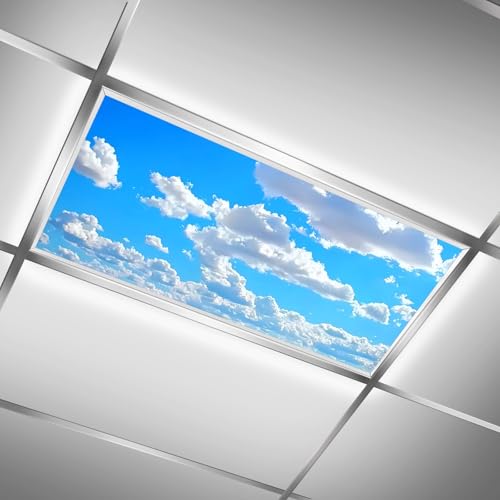 Fluorescent Light Covers for Classroom Ceiling Lights – 2x4ft Backlit Film for Fluorescent Fixtures, Reduce Glare and Eye Strain, Easy to Install – School, Office, Sensory -Clouds - color: Clouds（3）
