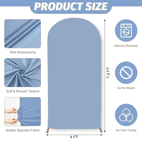 MODFUNS Wedding Arch Cover 2.6x6ft Dusty Blue Arch Backdrop Cover Spandex Arch Stand Covers Stretchy Arched Backdrop Covers for Wedding Ceremony Birthday Party Banquet Decoration - color: Dusty Blue, size: 2.6 FT x 6 FT