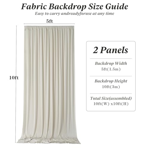 10 ft x 10 ft Wrinkle Free Beige Backdrop Curtain for Parties, 2 Panels 10ft Polyester Beige Photo Backdrop Drapes for Graduation Birthday Wedding Party Stage Curtains - color: Beige, size: 5'(W) x 10'(H), 2 panels