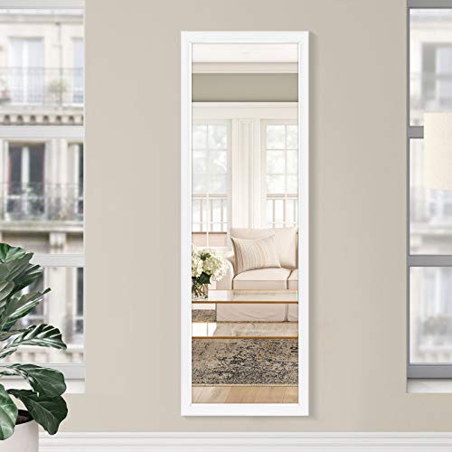 NeuType Full Length Mirror Wall Mirror Wall Mounted Hanging Mirror Bedroom Bathroom Living Room (White (55" x 12")) - color: White, size: 55"L x 12"W