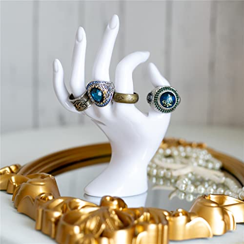 HOMEGOAL Hand Jewelry Holder, Bracelet Ring Watch Jewelry Display Holder Stand, Mannequin Hand, Polyresin, 7 Inch (White) - color: White