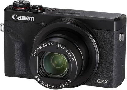 Canon PowerShot G7 X Mark III Digital Camera (Black) (3637C001) + 2 x 64GB Memory Card + 3 x NB13L Battery + Corel Photo Software + Charger + Card Reader + LED Light + More (Renewed)
