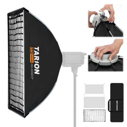 TARION 23.6"x35.4" Quick Release Strip Softbox - Foldable Bowens Mount Softbox with Diffusers/Honeycomb Grid/Carrying Bag for Live Streaming, Photography, Videography (SQ-6090F) - size: 23.6x35.4 in (60x90cm)