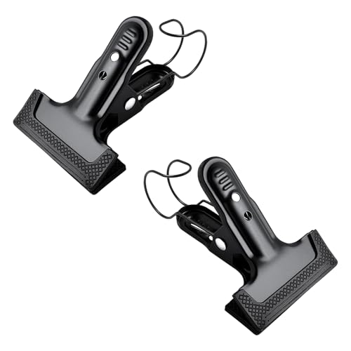 2 Pack 4-1/4" Heavy Duty Spring Clamps Clips, Black Metal Rubber Hinge Clip File Clamps for Photography Background Stands, Home Improvement Projects (2.17" Opening, with Hooks) - color: 2 Pcs Black (With Hook)