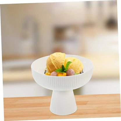 ABOOFAN Nordic Style Ceramic Dessert Bowl White Multi Function Food Serving Bowl for Ice Cream Fruit Salad Creative Design for Parties Family Gatherings Restaurants Photo Props
