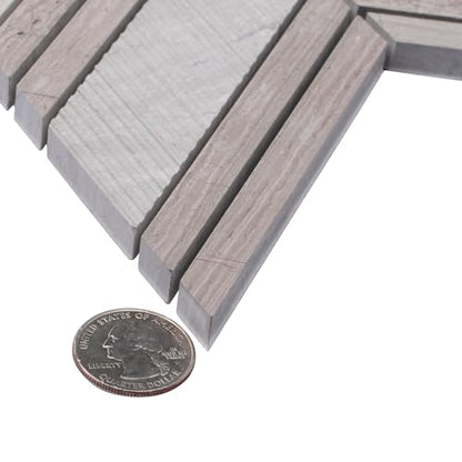4 x 5 Wooden Gray Textured Chevron Marble Mosaic Sample Tile Having 1 sqft Coverage - color: Wooden Gray, size: Sample Swatch (4 x 5 in)