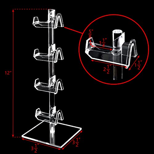 MOOCA 2-Piece Premium Acrylic Eyeglasses Frame Riser Display Stand, Sunglasses Rack ,Sunglasses Rack Holder, Acrylic Eyewear Display, 4 Frames for Each Holder - color: 4 Frame Stand, 2 pcs