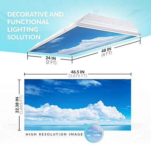 OCTO LIGHTS Fluorescent Light Covers Cloud Sky Panel for Ceiling Lights, Light Covers for Ceiling Lights Classroom 2x4 (22.38"x46.5") Backlit Film Insert for Fluorescent Light Fixtures (Pack of 1) - color: Cumulonimbus, size: 1pk