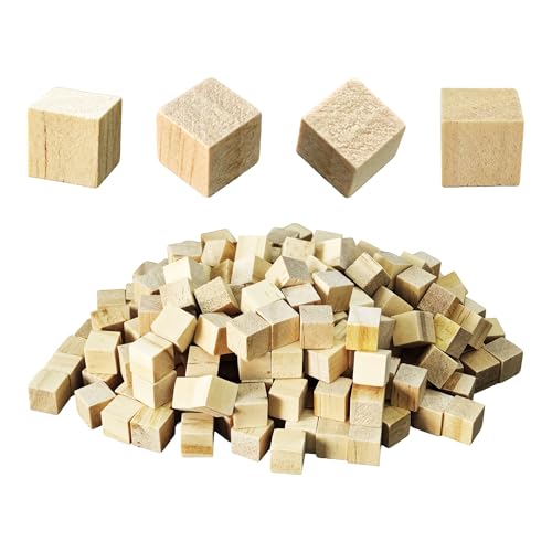 220Pcs 0.39inch Unfinished Natural Wooden Cubes, Square Craft Wood Blocks for DIY Projects, Blank Wood Squares for Art, Building, Personalized Crafts, Wedding Decor, and Creative Displays - size: 1cm