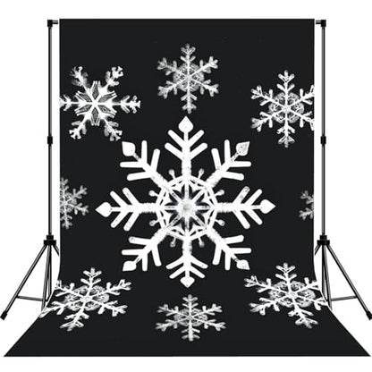 White Snowflake Backdrop Background for Photography 5x7ft Photobooth Professional Photo Backdrop Curtains Video Photography Studio Photo Backgrounds Banner Booth Background Screen Parties - color: White Snowflake