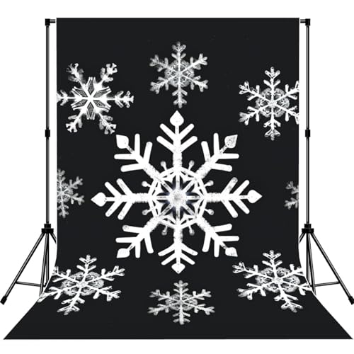 White Snowflake Backdrop Background for Photography 5x7ft Photobooth Professional Photo Backdrop Curtains Video Photography Studio Photo Backgrounds Banner Booth Background Screen Parties - color: White Snowflake