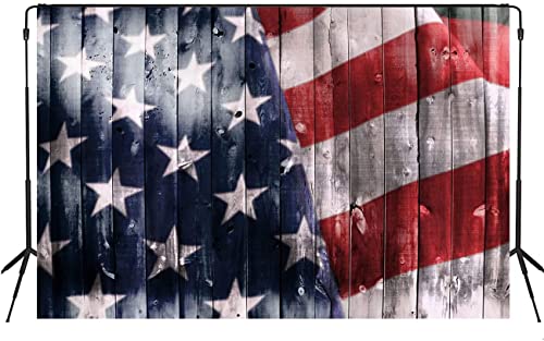 Kate 10x6.5ft Rustic American Flag Photography Backdrops Wood Planks Vintage USA Banner Background for Photography July 4th Patriotic Decor Studio Props - size: 10x6.5ft