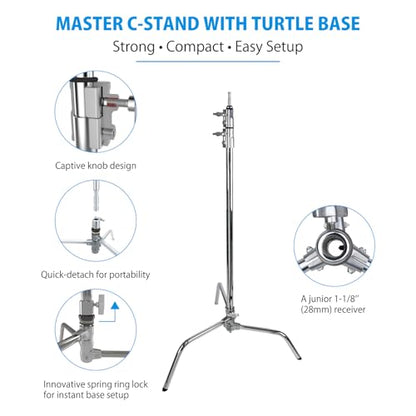 Kupo 40" C-Stand Overhead Shooting Kit 2, Professional Overhead Rig with Turtle Base for Photography and Video Flat Lay Food and Product Shooting with Heavy-Duty Studio Grip Components (KS744212) - color: Silver, size: Overhead Shooting Kit 3