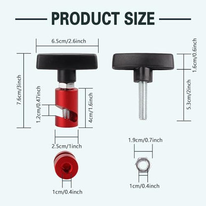 2PCS Car Hood Prop Rods, Lift Support Clamp Hood Stay Holder Piston Stop Tool, 0.39'' Car Hood Stopper Strut Shock Holder Car Accessories Work for Tailgates and Trunks (Red)
