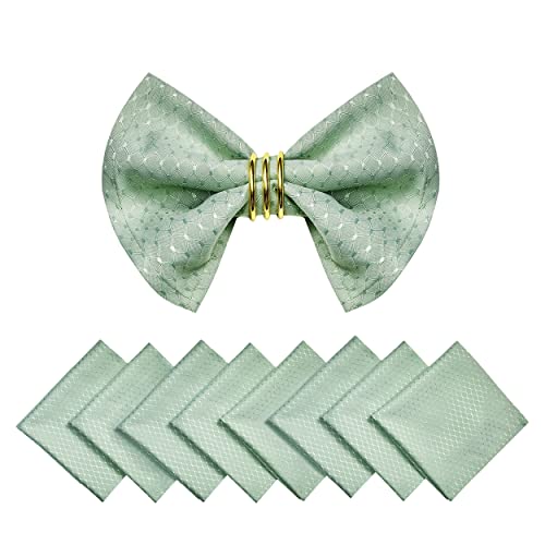 Cloth Napkins Set of 8 – Square 17x17 Inch Jacquard Fabric Polyester Washable Reusable Cloth Napkins for Kitchen Dinner Dining Restaurants Wedding Party Banquet (Sage Green) - color: Sage Green