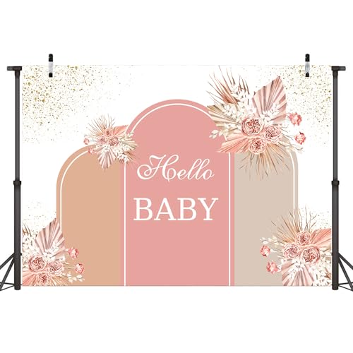 Sensfun Dusty Pink Baby Shower Backdrop Boho Baby Shower Decorations Blush Brown Pampas Floral Oh Baby Banner Photography Background for Boy Girls Gender Neutral Party Supplies Photo Booth Props 8x6ft - size: 8X6ft