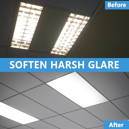 12 Pack Fluorescent Light Covers,23.7"x47.7"x0.2" Milky White Polycarbonate Diffuser Panels,Cuttable Ceiling Light Covers for 2x4ft Drop Ceiling Fixtures,Replacement for Office Classroom Hospital Home