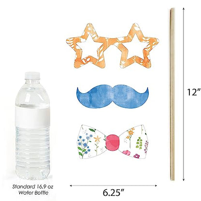 Big Dot of Happiness Wildflower Baby Shower Photo Booth Props Kit - Premium 20-Piece Set with Sticks, DIY Party Decorations, Professional Studio Quality - color: Wildflower