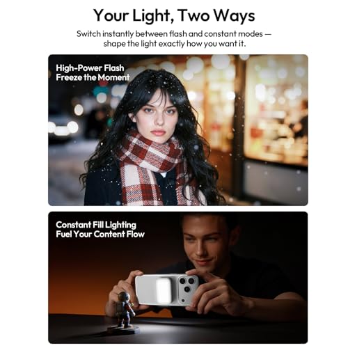 Ulanzi M02 MagSafe Selfie Light Portable Mini Magnetic Phone Flash Light with Bluetooth for iPhone 7W Rechargeable Photography Vlog Fill Light for Content Creators Video Tiktok Night Photos