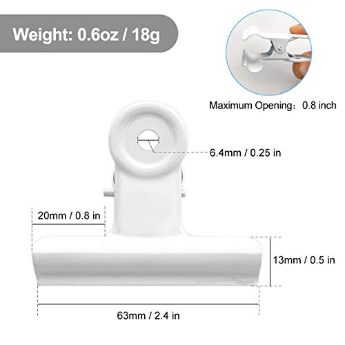 Coideal Large White Bull Clips - 12 Pack Metal Hinge Paper Clips File Clamps for Crafts, Food Bags, Drawings, Photos at Home Kitchen & Office (2 1/2 Inch) - color: White