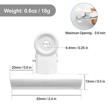 Coideal Large White Bull Clips - 12 Pack Metal Hinge Paper Clips File Clamps for Crafts, Food Bags, Drawings, Photos at Home Kitchen & Office (2 1/2 Inch) - color: White
