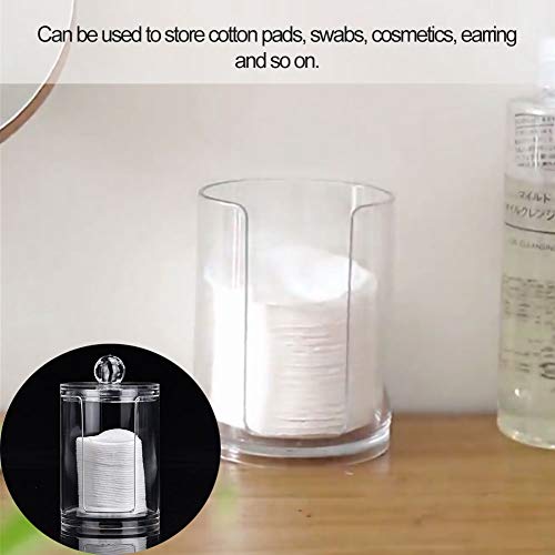 Dioche Round Clear Acrylic Makeup Cotton Pad Swab Holder Makeup Cosmetic Storage Organizer Box, Clear Acrylic Cotton Pad Container