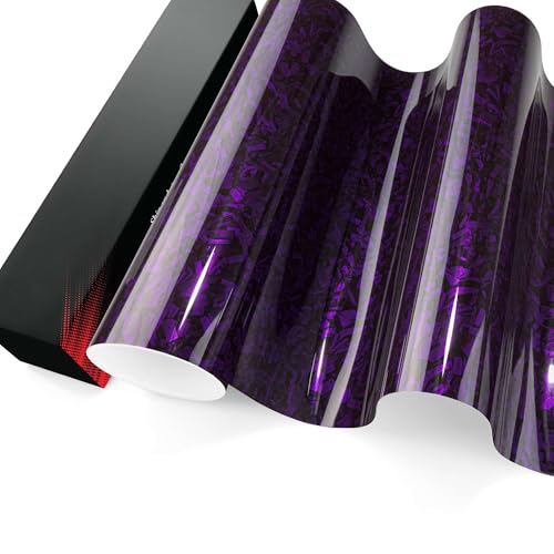 PET Marble Forged Carbon Fiber Textured Gloss Royal Purple Vinyl Wrap Auto Car Sticker Decal Film Sheet Bubble Free Air Release Technology 2pcs 10cmx20cm Sample - size: 2pcs 10cm x 20cm Sample
