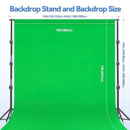 EMART 10 x 10ft Green Screen Backdrop Kit with Tripod Stand, Photography Background Support System with 10 x 15ft 100% Cotton Muslin Chromakey Backdrop for Photo Studio, Video Shooting, Live Streaming - size: 10*10ft Stand/10*15ft Backdrop
