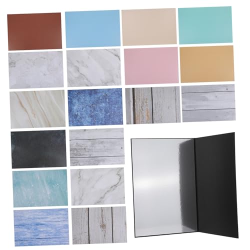 TEHAUX Photo Backdrop Boards Set 15pcs Marble Cement Wood Patterns Photography Background Kit for Product Photography, Food Jewelry Flat Lay Props with Carry Bag and Clips