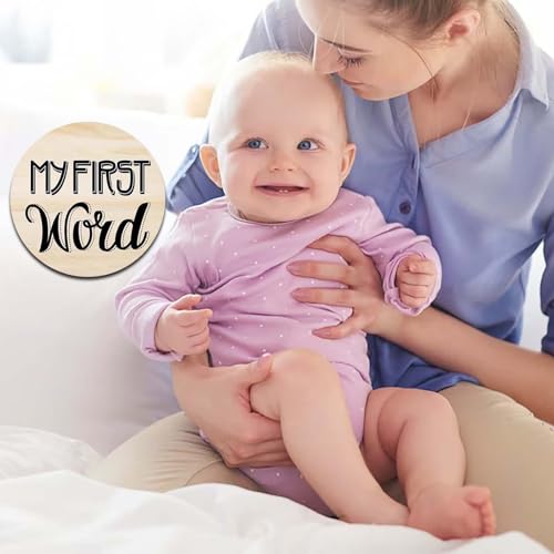 My First Holiday Milestone Cards Sign, Double Sided Newborn Photo Props Pregnancy Journey Baby Shower My First Holiday Anniversary Milestone Wooden Discs - color: Baby First Holidays