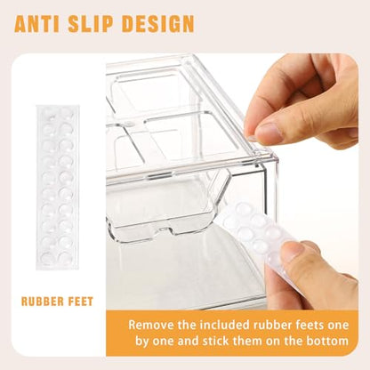 Stebopum 3 Pack Stackable Storage Drawers Clear Acrylic Organizer Makeup Bathroom Organizer and Storage for Beauty Supplies,Ideal for Vanity, Cabinet,Bathroom,Pantry Organization - style: 2 Small+1 Wide