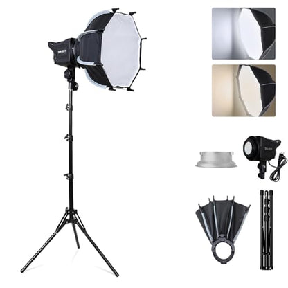 Softbox Photography Lighting Kit, 11.8"/30cm Quick Release Bowens Mount Softbox with 62.9'' Tripod Stand, 3000K–6500K Dimmable Video Light, Studio Lights for Photography, Portrait, Video Recording