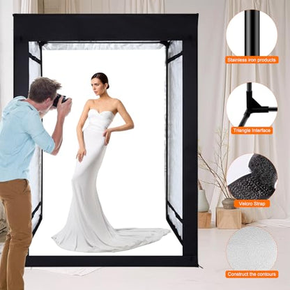 48"x78"x40" Large Photo Studio Light Box Photography, 8 Light LED Panels Dimmable Shooting Tent with 3 Color Backdrops Continuous Lighting Softbox for Model Clothing Photography - size: 48x78 in (8 LED Strips)