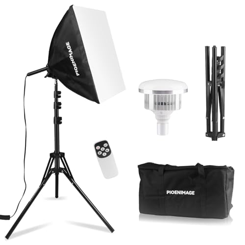 Softbox Lighting Kit, Soft Box Photography Lighting Set with 17in x 17in Softbox, Folding Lighting Tripod, 85W 2700K-6500K LED Bulb, Remote, Studio Lights for Photography, Video Recording - color: 1 Pc 17x17in Softbox Set