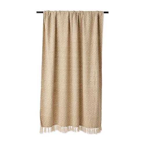 DII Rustic Farmhouse Double Diamond Woven Throw, 50x60, Stone - color: Stone