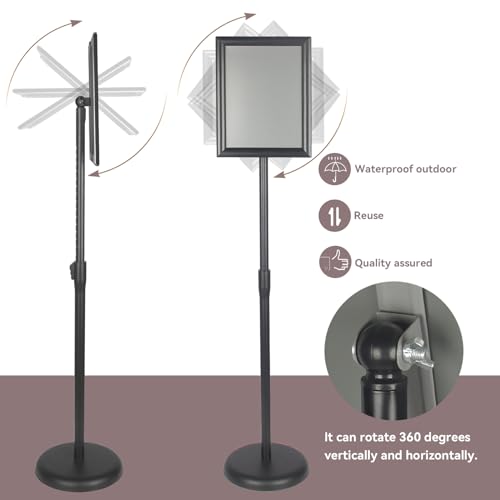 YDisplay Sign Holder Stand 8.5×11inches Floor Sign Stands Display with Base Height Adjustable Both Landscape Or Portrait Displayed,Black - size: 8.5×11inches,2pack