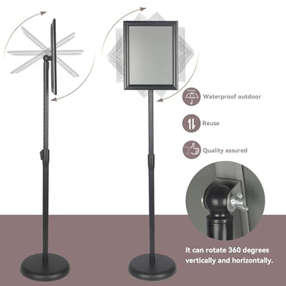 YDisplay Sign Holder Stand 8.5×11inches Floor Sign Stands Display with Base Height Adjustable Both Landscape Or Portrait Displayed,Black - size: 8.5×11inches,2pack