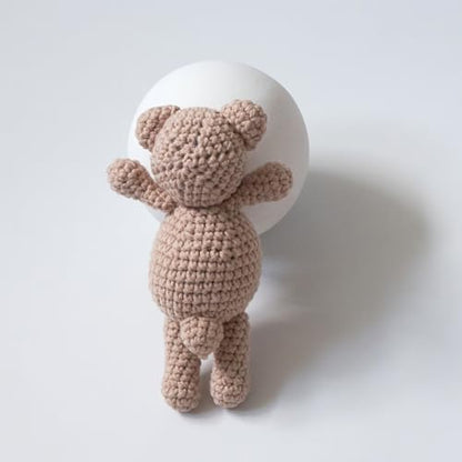Zeroest Newborn Baby Boy Girl Photography Props Bear Hat Outfits Crochet Kint Handmade Cap Set for Newborn Photo Shoot - color: Light Camel