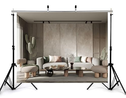 9x6ft Nordic Living Room Backdrop Neutral Tone Sofa Setup Photography Background for Party Home Studio Decorations Tapestry Photo Booth Props - size: 9x6ft