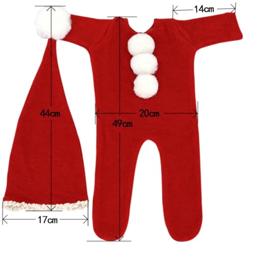 Christmas Newborn Baby Photo Shoot Props Outfits Crochet Clothes Santa Claus Red Hat Pants Photography Props - color: Deep Burgundy