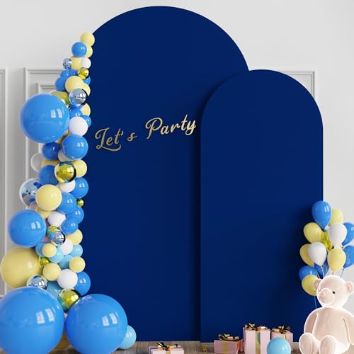Wokceer Wedding Arch Backdrop Cover 7.2FT, 6FT Spandex Fitted Wedding Arch Stand Covers 2 Set Round Top Chiara Backdrop Stands Cover for Birthday Party Ceremony Banquet Decoration Royal Blue - color: Royal Blue, size: 7.2FT,6FT