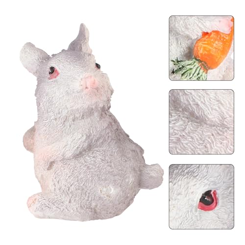 Yardwe Decorative Bunny Resin Figurines 2pcs Set Neutral-Tone Rabbit Model Artware Bonsai Props for Home Garden Micro Landscape Accents Easter Table Decoration