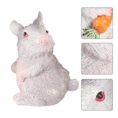 Yardwe Decorative Bunny Resin Figurines 2pcs Set Neutral-Tone Rabbit Model Artware Bonsai Props for Home Garden Micro Landscape Accents Easter Table Decoration