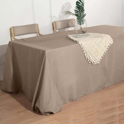 Efavormart 90x132 Taupe Premium Faux Linen Rectangular Tablecloth | Wrinkle Free Tablecloth - color: Taupe, size: 132" x 90" (Rectangular)