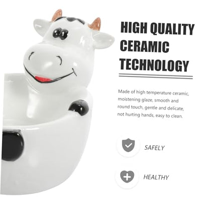 Creative Ceramic Cartoon Animal Bowl for Multi-purpose Soup and Snack Container Cute Cow Shape Tableware for Boys and Food-grade Material and Photo Prop