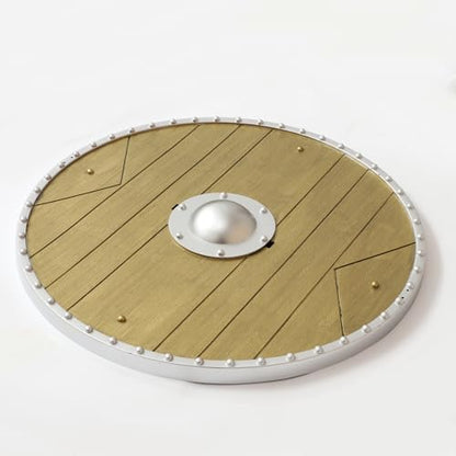 iEFiEL Medieval Vikings Era Shield Wood-Look Warrior Role Play Halloween Fantasy Photography Props - color: Gold